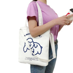 Girls Cartoon Shoulder Bags Canvas Crossbody Messenger Tote for School Shopping