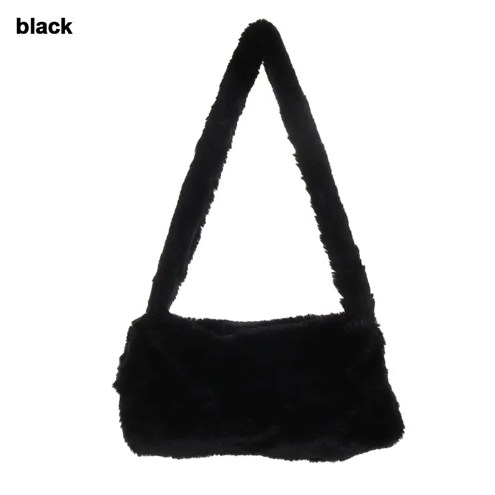 Leopard Print Mini Shoulder Bag Soft Faux Fur Underarm Handbag