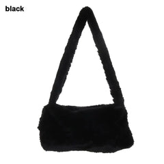 Leopard Print Mini Shoulder Bag Soft Faux Fur Underarm Handbag