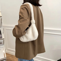 Fluffy Plush Shoulder Bag Soft Handbag Warm Underarm Bag