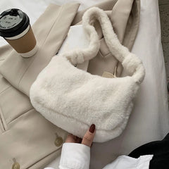 Fluffy Plush Shoulder Bag Soft Handbag Warm Underarm Bag