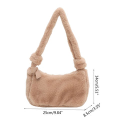 Fluffy Plush Shoulder Bag Soft Handbag Warm Underarm Bag