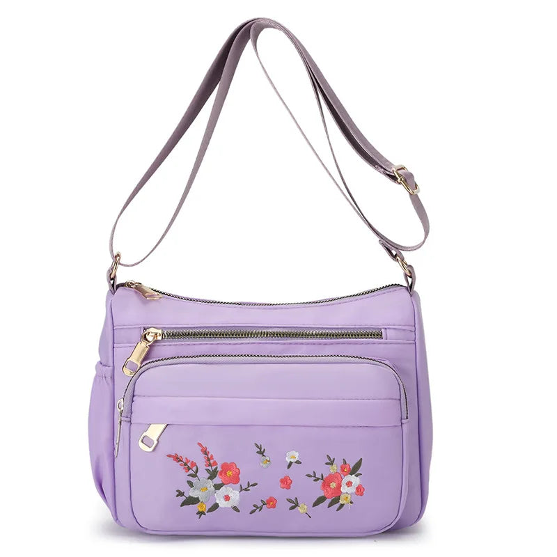 Girls Floral Embroidery Shoulder Crossbody Bag Large Capacity Christmas