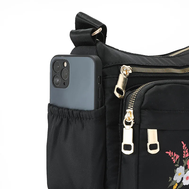 Girls Floral Embroidery Shoulder Crossbody Bag Large Capacity Christmas