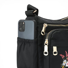 Girls Floral Embroidery Shoulder Crossbody Bag Large Capacity Christmas