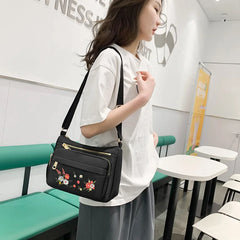 Girls Floral Embroidery Shoulder Crossbody Bag Large Capacity Christmas
