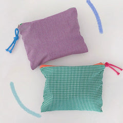 Plaid Makeup Bag Cotton And Linen Zipper Pouch Large Capacity Storage