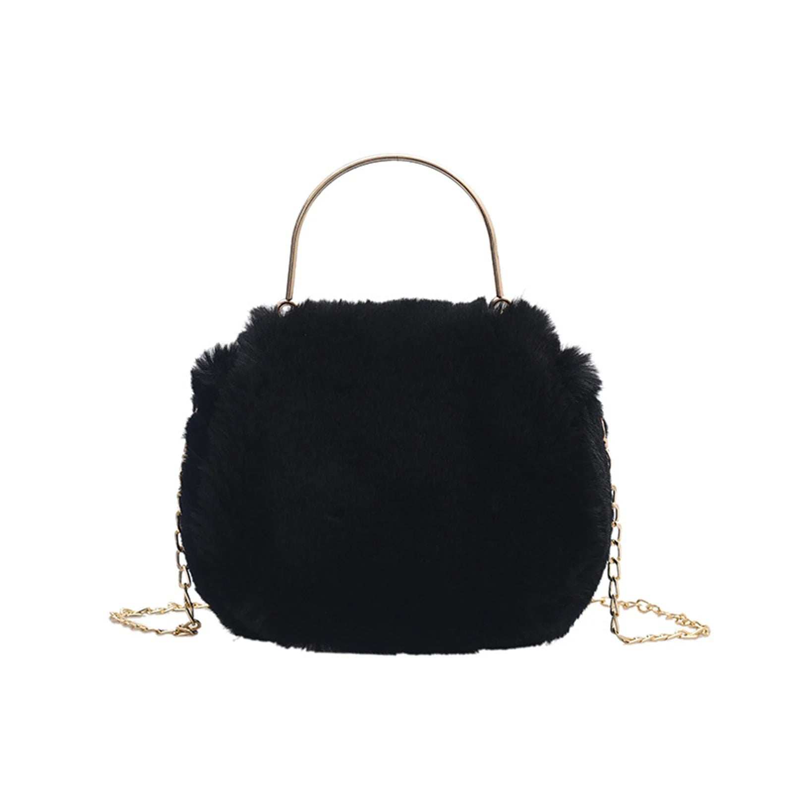 Plush Crossbody Purse Soft Shoulder Bag Top Handle Satchel with Chain Strap