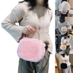 Plush Crossbody Purse Soft Shoulder Bag Top Handle Satchel with Chain Strap