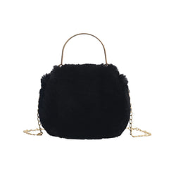 Plush Crossbody Purse Soft Shoulder Bag Top Handle Satchel with Chain Strap