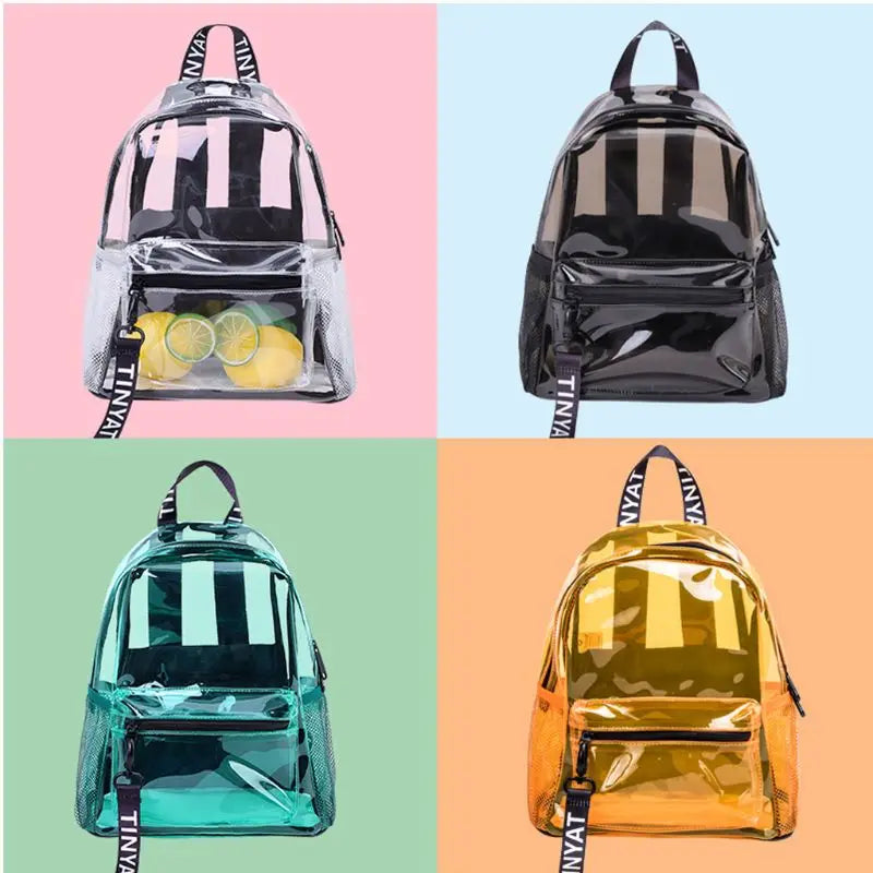 Transparent PVC Backpack for Women Girls Travel Daypack