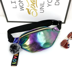 Rainbow Colorful Fanny Belt Bag Pom Tassel Hip Bum Bags