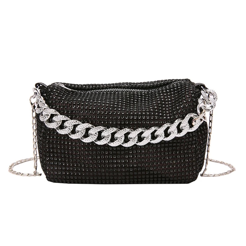 Glitter Evening Bag Rhinestone Crossbody Handbag for Nightclub Party