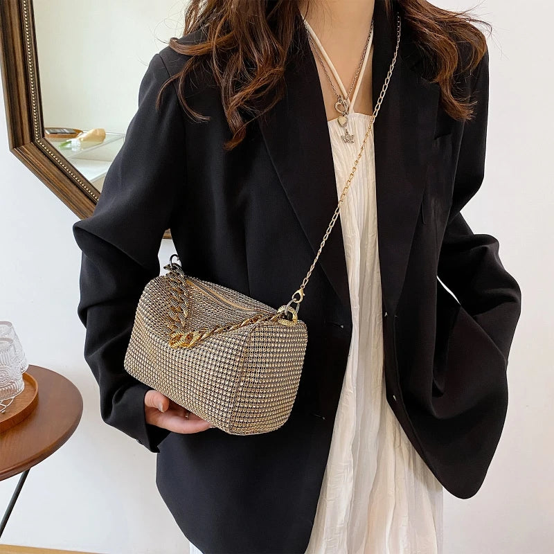 Glitter Evening Bag Rhinestone Crossbody Handbag for Nightclub Party