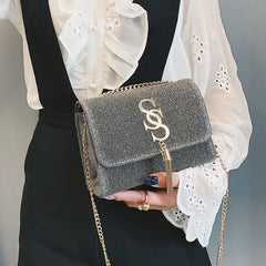 Women Glitter Envelope Clutch Bag Sparkling Party Evening Tassel Chain Crossbody