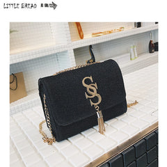 Women Glitter Envelope Clutch Bag Sparkling Party Evening Tassel Chain Crossbody
