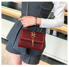 Women Glitter Envelope Clutch Bag Sparkling Party Evening Tassel Chain Crossbody
