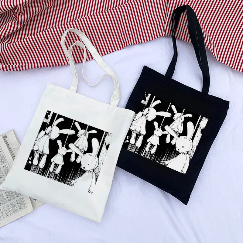 Gothic Rabbit Canvas Bag Harajuku Totes Punk Shoulder Bag
