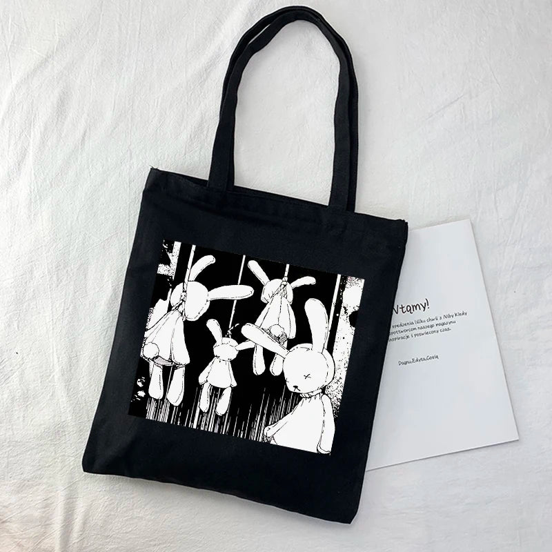 Gothic Rabbit Canvas Bag Harajuku Totes Punk Shoulder Bag