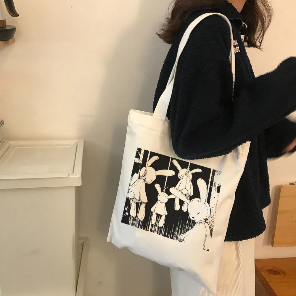 Gothic Rabbit Canvas Bag Harajuku Totes Punk Shoulder Bag