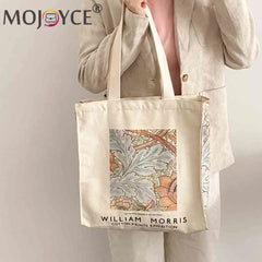 Van Gogh Oil Painting Canvas Shoulder Bag Zipper Grocery Shopper
