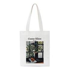 Gustav Klimt Cotton Canvas Shopper Bag Girl Harajuku 90s Y2K