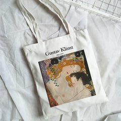 Gustav Klimt Cotton Canvas Shopper Bag Girl Harajuku 90s Y2K