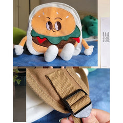 Women Hamburger Backpack Canvas Casual Rucksack Large Capacity School Bookbag