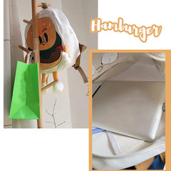 Women Hamburger Backpack Canvas Casual Rucksack Large Capacity School Bookbag