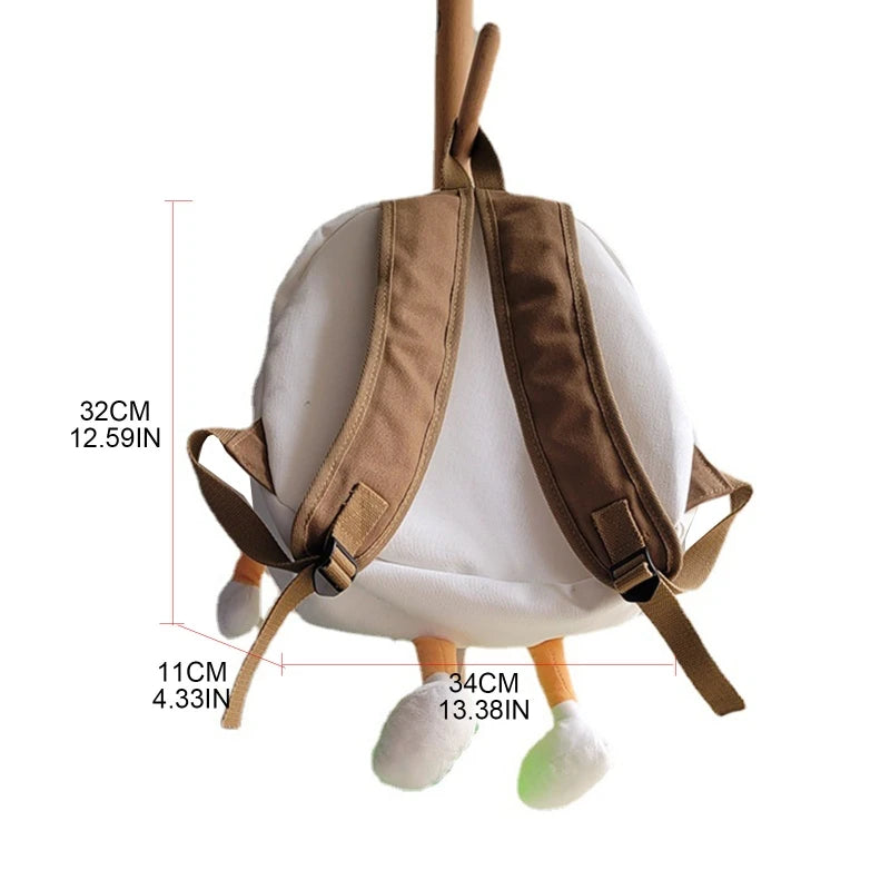 Women Hamburger Backpack Canvas Casual Rucksack Large Capacity School Bookbag