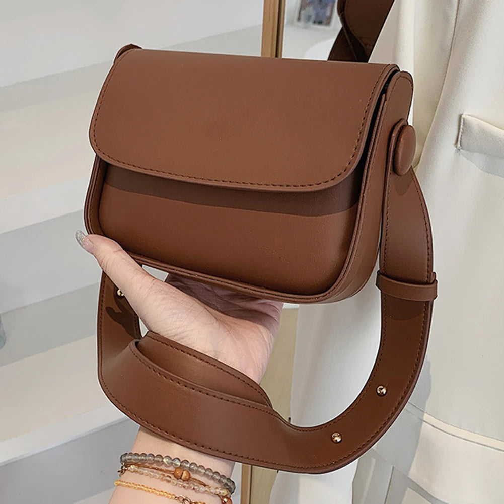 Small Leather Crossbody Bag for Women with Flap Pocket