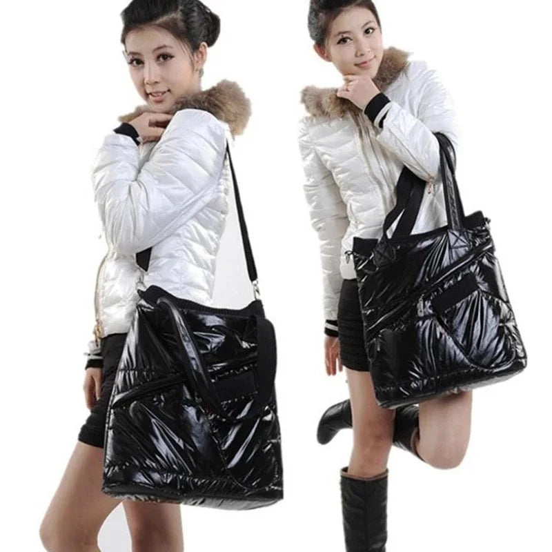 Winter Space Cotton Handbag Shoulder Bag Down Female Warm Tote Clutches