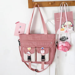 Women Canvas Handbag Harajuku Schoolbag Large Capacity Totes