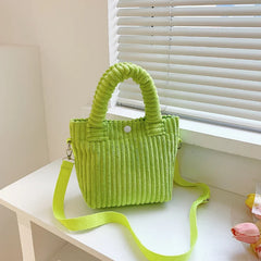 Corduroy Stripe Handbag Small Square Bag Tote Crossbody Female Autumn Winter