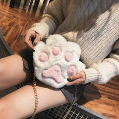 Women Faux Fur Chain Shoulder Bag Tote Purse Messenger Travel