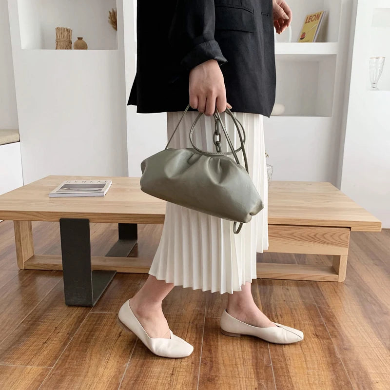 Leather Hobos Cloud Handbag for Women Shoulder Bag