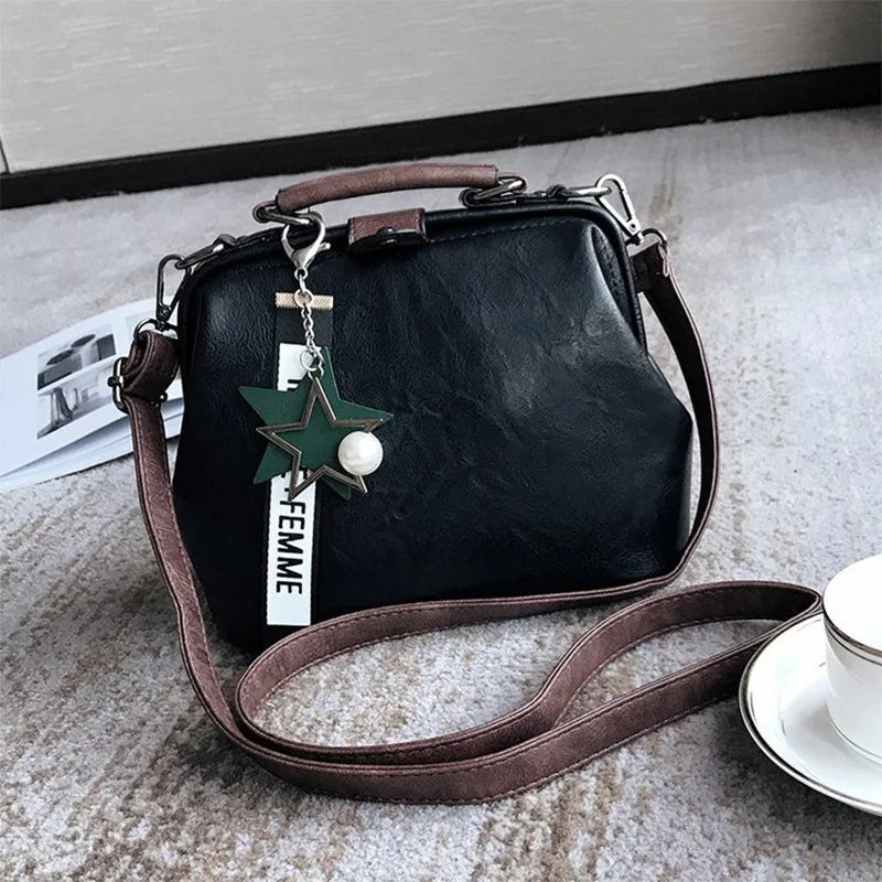 Leather Shoulder Bag Female Doctor Crossbody Totes Rivets Casual Women's Bag