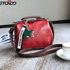 Leather Shoulder Bag Female Doctor Crossbody Totes Rivets Casual Women's Bag