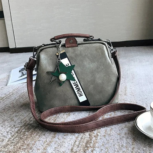 Leather Shoulder Bag Female Doctor Crossbody Totes Rivets Casual Women's Bag