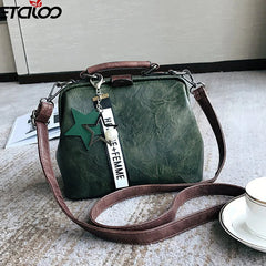 Leather Shoulder Bag Female Doctor Crossbody Totes Rivets Casual Women's Bag