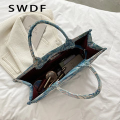 Letter Printing Handbag High-Capacity Shoulder Bags Tote Cross