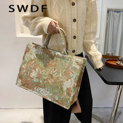 Letter Printing Handbag High-Capacity Shoulder Bags Tote Cross