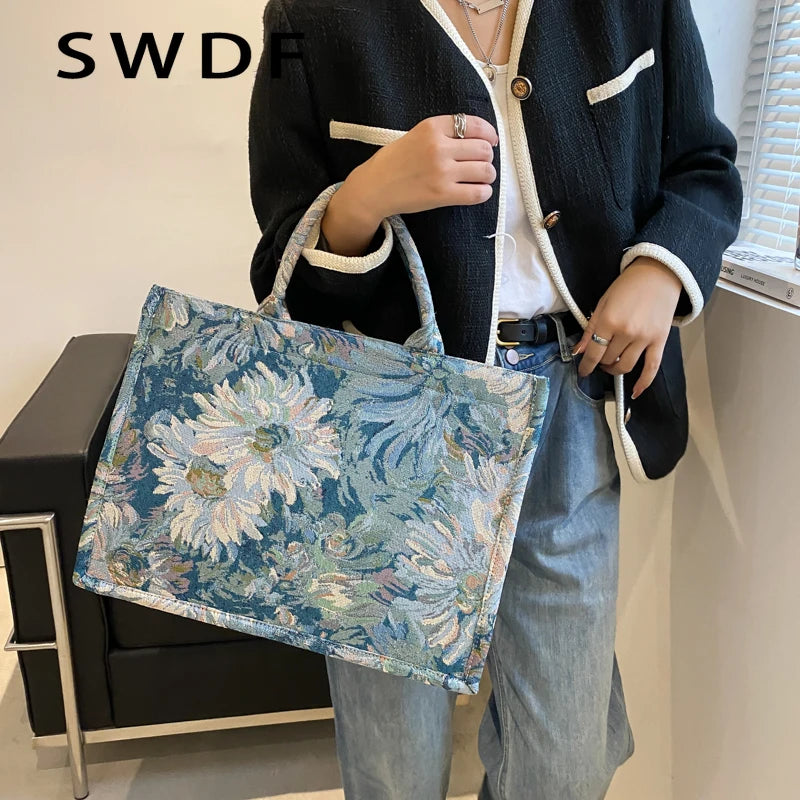 Letter Printing Handbag High-Capacity Shoulder Bags Tote Cross