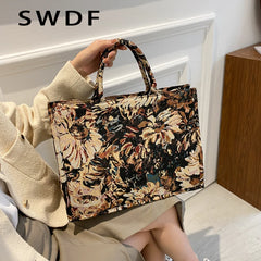 Letter Printing Handbag High-Capacity Shoulder Bags Tote Cross