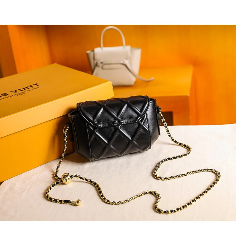 Sequined Chain Shoulder Crossbody Bag Faux Leather