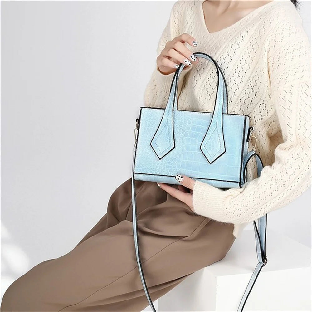 Women Stone Pattern Shoulder Bag Small Crossbody Top Handle Handbag