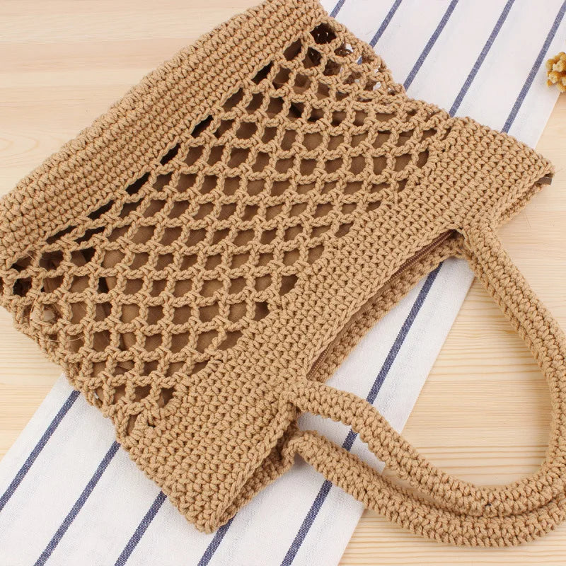 Bohemia Straw Beach Bag Large Capacity Totes Leather Women Shoulder Bag