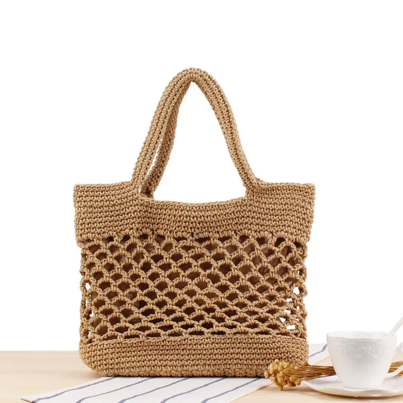 Women Straw Handbag Large Capacity Bohemia Tote Shoulder Bag
