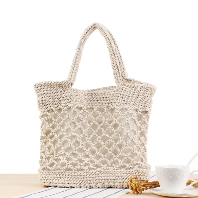 Summer Beach Bag Rattan Woven Knitted Straw Large Tote