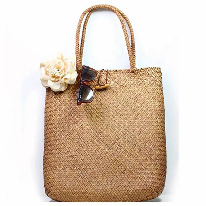 Women Handbag Summer Beach Bag Rattan Woven Straw Large Totes Bohemia